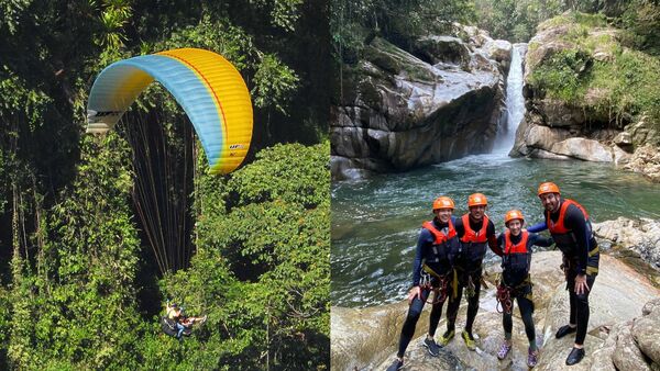 PARAGLIDING OVER GUACAICA JUNGLE AND CRISTALLINE CANYONING private experience from Guatape