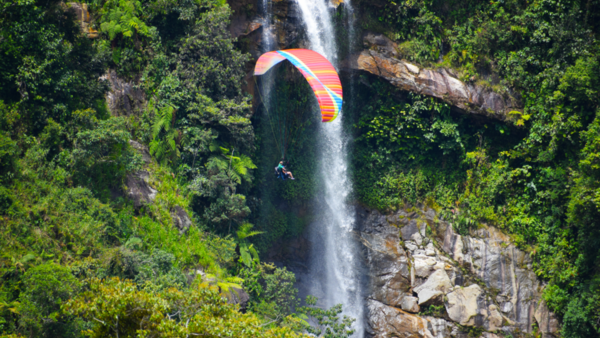 Paragliding Over Giant Waterfalls